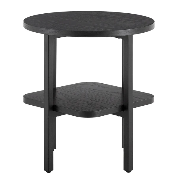 Beistelltisch ISAGO - Echtholzfurnier / Metall - Eiche Schwarz - Durchmesser: 40 cm - Image 2
