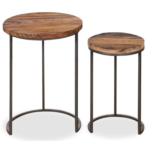 Beistelltisch Leus (2er-Set) - Mango massiv / Metall - Mango / Schwarz - Image 2
