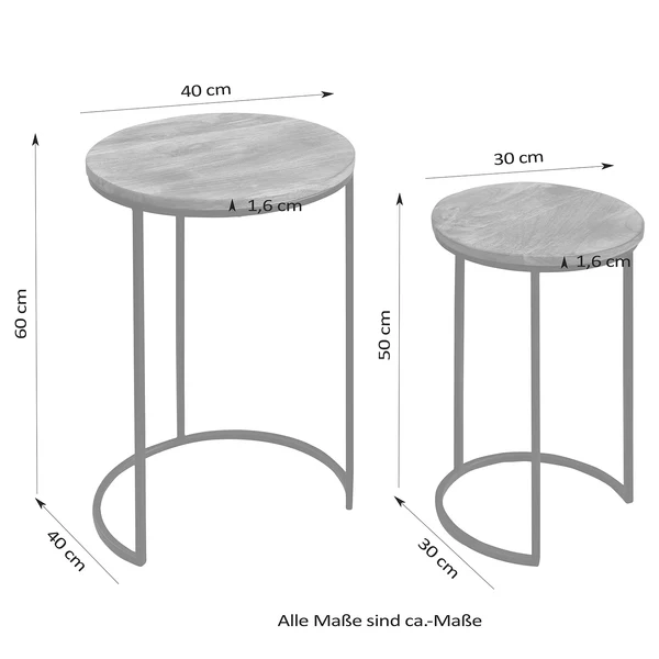 Beistelltisch Leus (2er-Set) - Mango massiv / Metall - Mango / Schwarz - Image 7