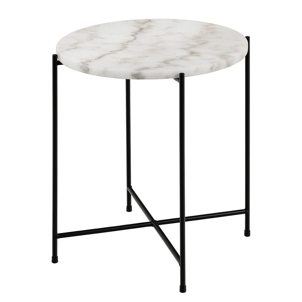 Beistelltisch Marcocci 42 cm - Marmor / Metall - Marmor Weiß / Schwarz