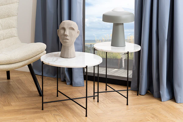 Beistelltisch Marcocci 42 cm - Marmor / Metall - Marmor Weiß / Schwarz - Image 3