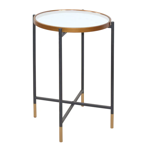 Beistelltisch Monaco - Glas / Metall - Schwarz / Gold