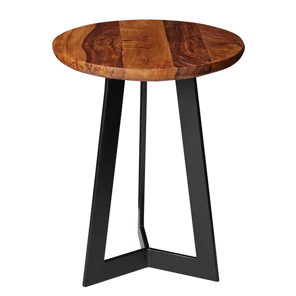 Beistelltisch Quinton - Sheesham Massiv / Eisen - Dunkelbraun / Schwarz - Höhe: 45 cm