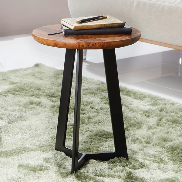 Beistelltisch Quinton - Sheesham Massiv / Eisen - Dunkelbraun / Schwarz - Höhe: 45 cm - Image 2