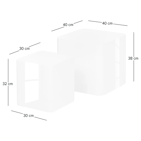 Beistelltisch Square (2er-Set) - Hochglanz Weiß - Image 7
