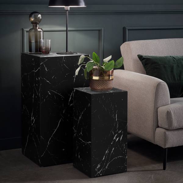 Beistelltisch Zelale 2er-Set - Marmor Schwarz Dekor - Image 2