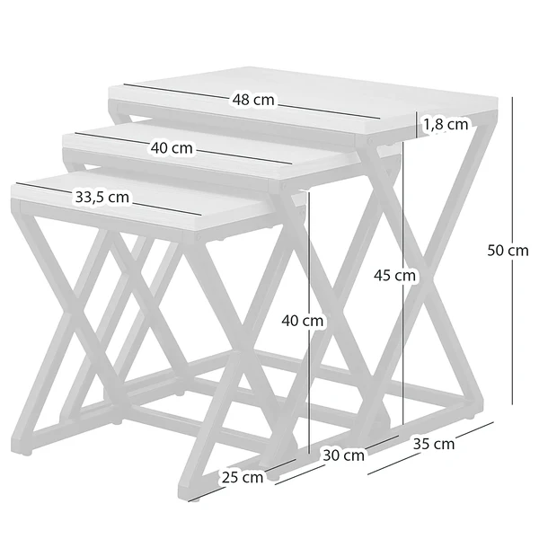 Beistelltischset BOGDA 3-teilig - Echtholzfurnier / Metall - Eiche - Image 10