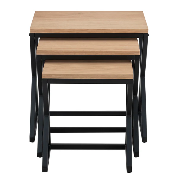 Beistelltischset BOGDA 3-teilig - Echtholzfurnier / Metall - Eiche - Image 2