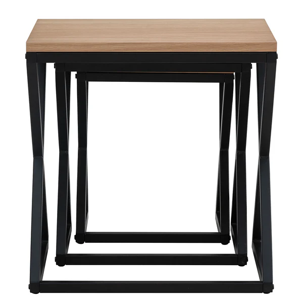 Beistelltischset BOGDA 3-teilig - Echtholzfurnier / Metall - Eiche - Image 4