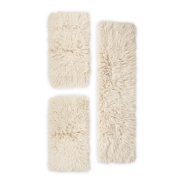 Bettumrandung Flokos 1250 (3-teilig) - Schurwolle - Natural
