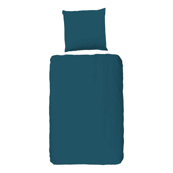 Bettwäsche 0280 - Baumwolle-Satin - Petrol - 135 x 200 cm + Kissen 80 x 80 cm