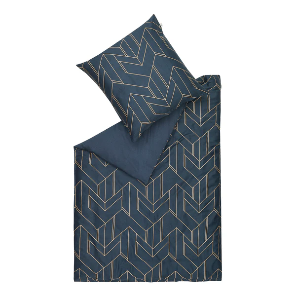 Bettwäsche Anouk - Satin - Blau - 135 x 200 cm + Kissen 80 x 80 cm