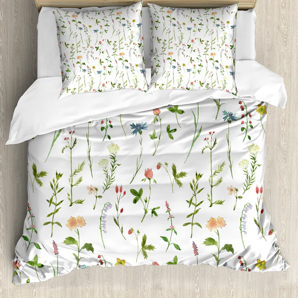 Bettwäsche Blumen I - Microfaser Polyester - Mehrfarbig - 155 x 220 cm + 2 Kissen 80 x 80 cm - Image 2