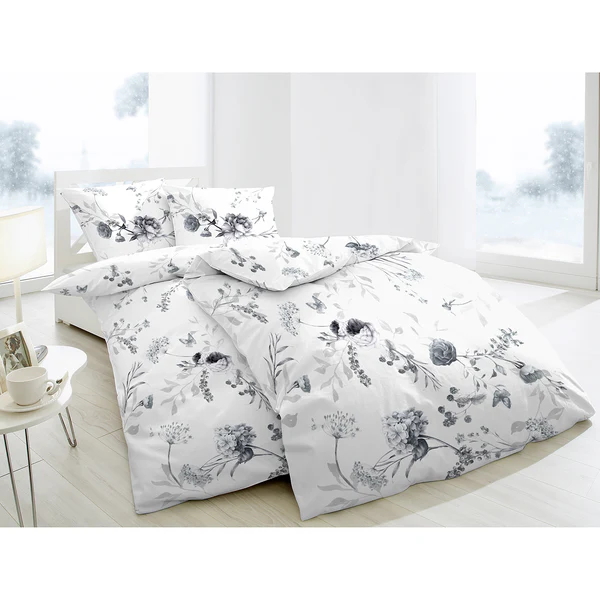 Bettwäsche Breese - Baumwollstoff - Weiß - 155 x 220 cm + Kissen 80 x 80 cm - Image 2