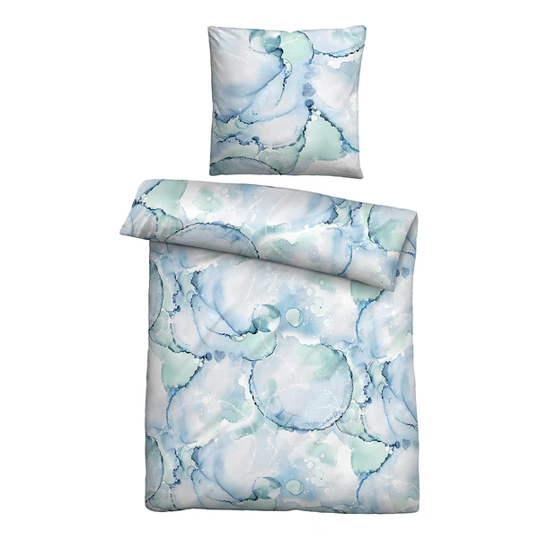 Bettwäsche Brund - Baumwolle - Himmelblau - 155 x 220 cm / 80 x 80 cm - 155 x 220 cm + Kissen 80 x 80 cm