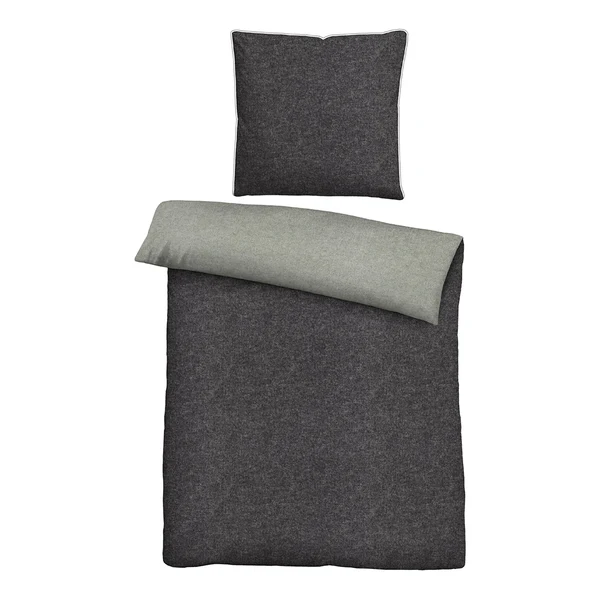 Bettwäsche Careno - Baumwollstoff - Titanium - 135 x 200 cm + Kissen 80 x 80 cm