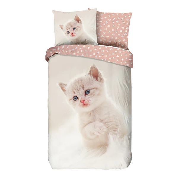 Bettwäsche Catty - Baumwolle - Rosa - 140 x 200/220 cm + Kissen 70 x 60 cm