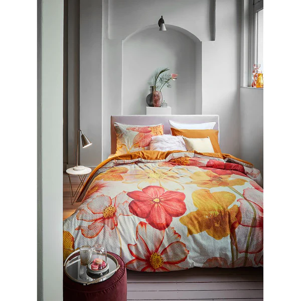 Bettwäsche Cosmea - Flanell - Gelb / Rot / Creme - 260 x 200/220 cm + 2 Kissen 70 x 60 cm - Image 2