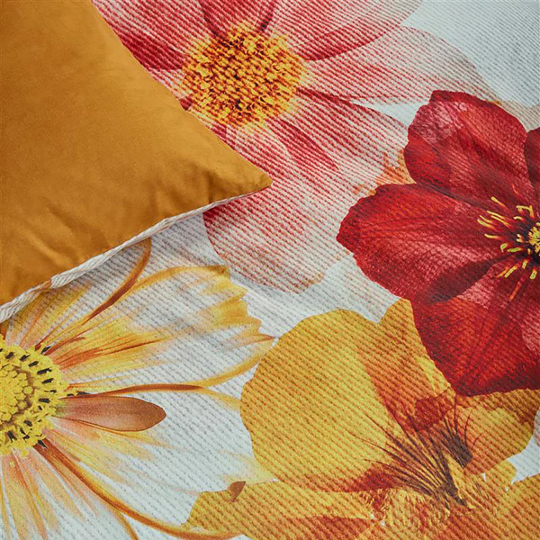 Bettwäsche Cosmea - Flanell - Gelb / Rot / Creme - 260 x 200/220 cm + 2 Kissen 70 x 60 cm - Image 4