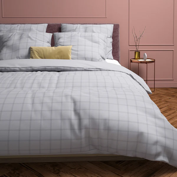 Bettwäsche Diamante - Baumwolle Satin - Grau - 135 x 200 cm + Kissen 80 x 80 cm - Image 2