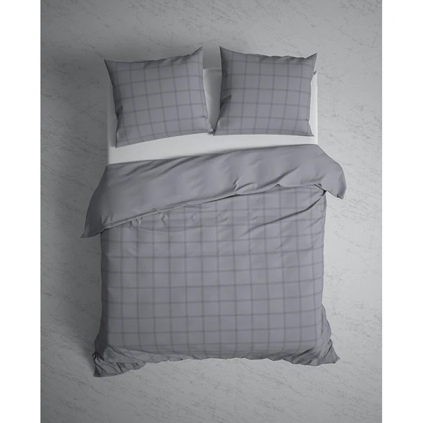 Bettwäsche Diamante - Baumwolle Satin - Grau - 135 x 200 cm + Kissen 80 x 80 cm - Image 4
