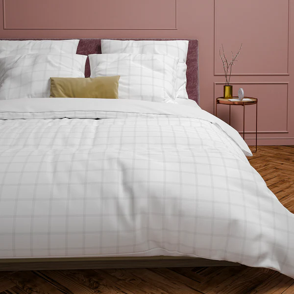 Bettwäsche Diamante - Baumwolle Satin - Weiß - 155 x 220 cm + Kissen 80 x 80 cm - Image 2
