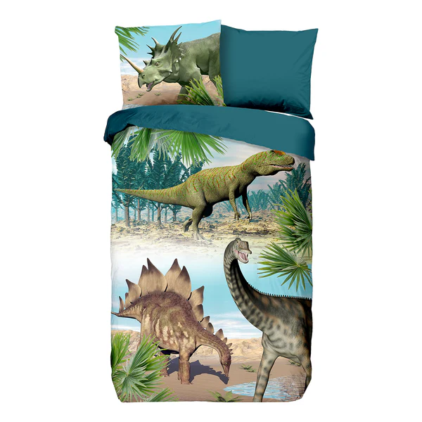 Bettwäsche Dino II - Baumwolle - Multi - 140 x 200/220 cm + Kissen 70 x 60 cm