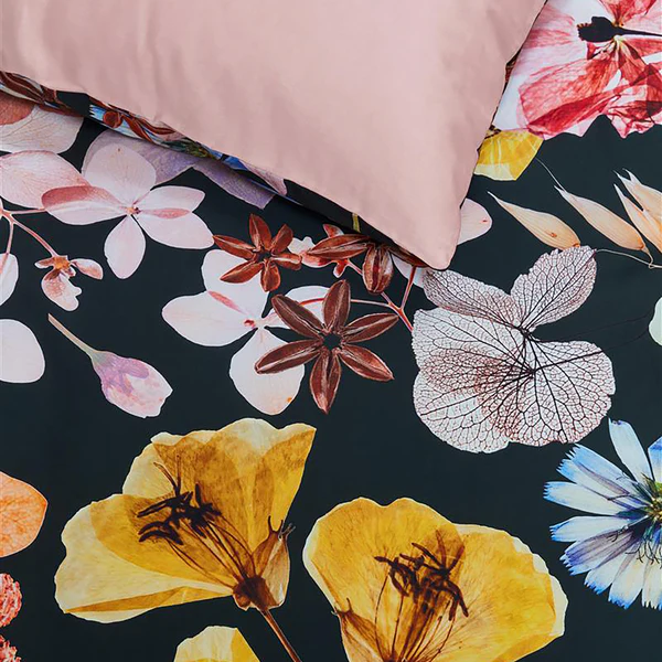 Bettwäsche Dried Flowers - Satin - Rosa / Schwarz / Multi - 135 x 200 cm + Kissen 80 x 80 cm - Image 4