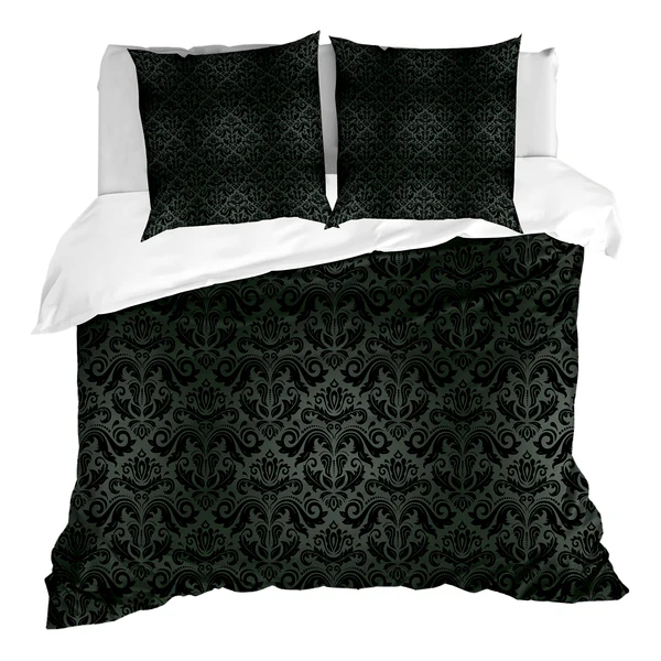Bettwäsche Dunkelgrau - Microfaser Polyester - Schwarz / Grau - 155 x 220 cm + 2 Kissen 80 x 80 cm