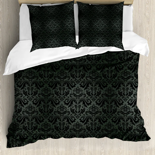 Bettwäsche Dunkelgrau - Microfaser Polyester - Schwarz / Grau - 155 x 220 cm + 2 Kissen 80 x 80 cm - Image 2