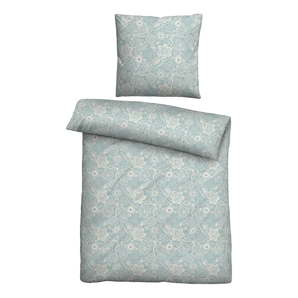 Bettwäsche Enner - Baumwolle - Eisblau - 135 x 200 cm / 80 x 80 cm - 135 x 200 cm + Kissen 80 x 80 cm