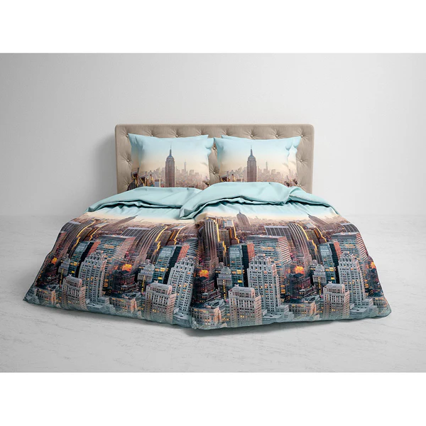 Bettwäsche Hayden - Flanell - Blau - 140 x 200/220 cm + Kissen 70 x 60 cm - Image 2