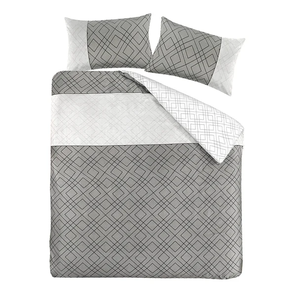 Bettwäsche Heather - Baumwollsatin - Grau - 155 x 220 cm + Kissen 80 x 80 cm