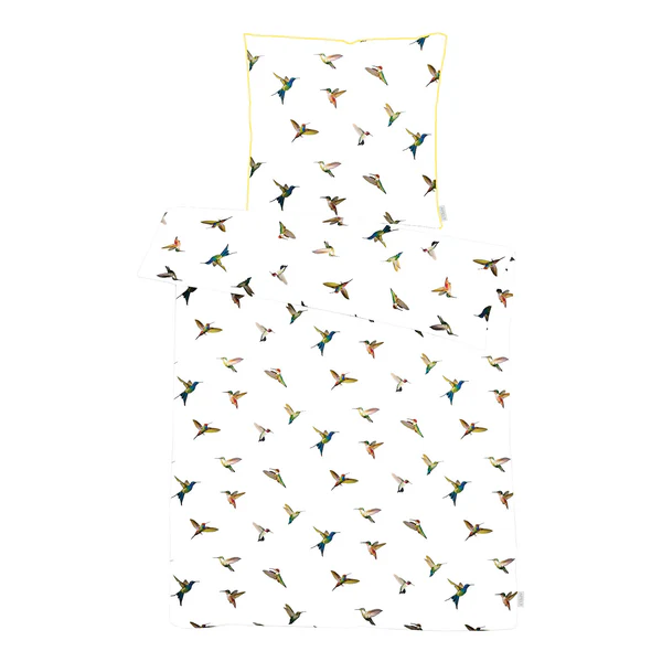 Bettwäsche Kolibri GOTS - Mako-Satin - Weiß - 155 x 220 cm + Kissen 80 x 80 cm