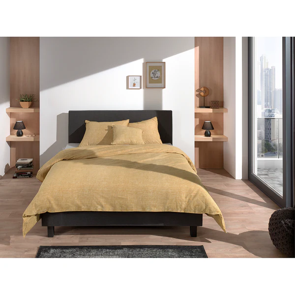 Bettwäsche Lino - Renforce - Ocker - 140 x 200/220 cm + Kissen 70 x 60 cm - Image 2