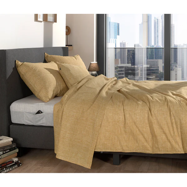 Bettwäsche Lino - Renforce - Ocker - 140 x 200/220 cm + Kissen 70 x 60 cm - Image 3