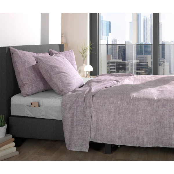 Bettwäsche Lino - Renforce - Violett - 260 x 200/220 cm + 2 Kissen 70 x 60 cm - Image 3