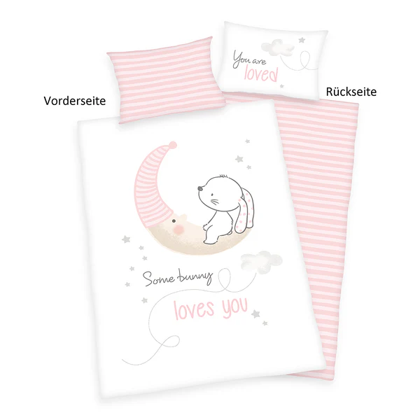 Bettwäsche Little Bunny - Baumwollstoff - Weiß / Rosa - Image 3