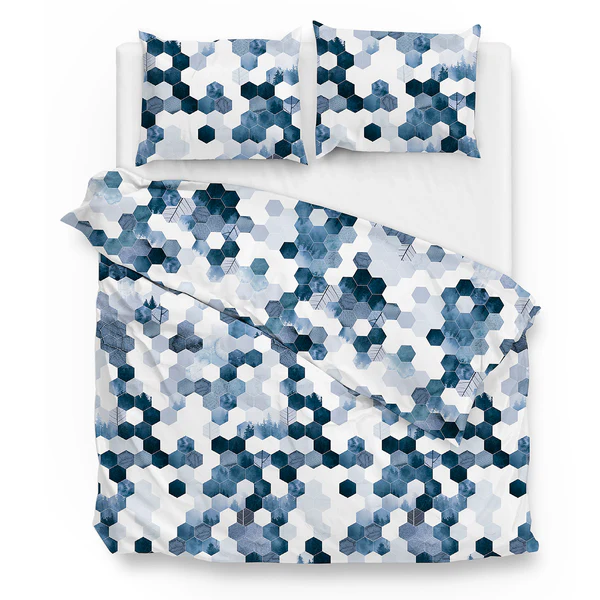 Bettwäsche Neo - Baumwollstoff - Blau - 200 x 200/220 cm + 2 Kissen 70 x 60 cm