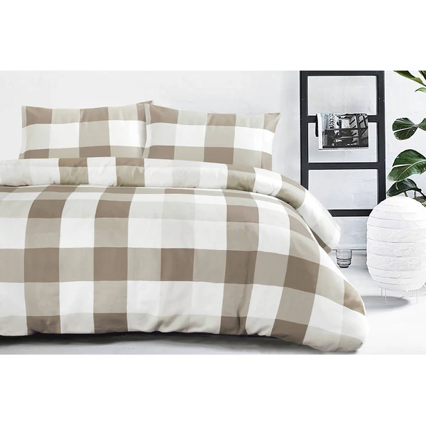 Bettwäsche Nevada - Baumwollsatin - Taupe - 140 x 240 cm + Kissen 70 x 60 cm - Image 2