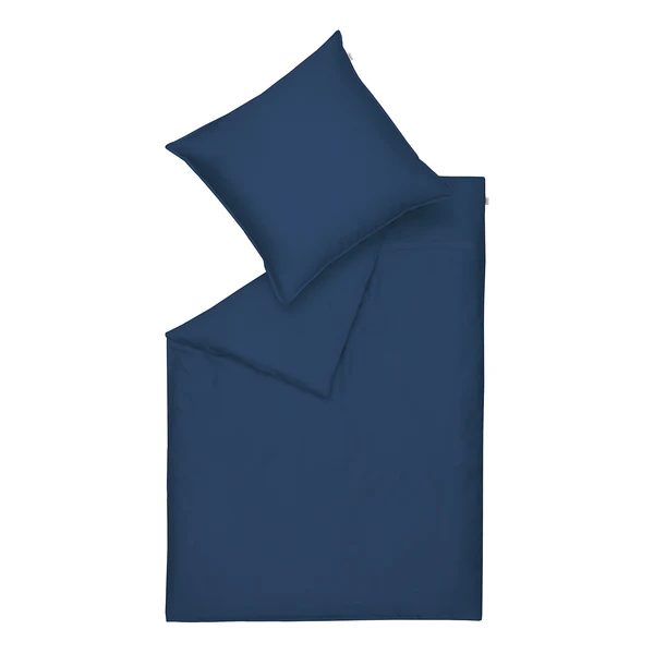 Bettwäsche Pure - Baumwolle - Marineblau - 135 x 200 cm + Kissen 80 x 80 cm