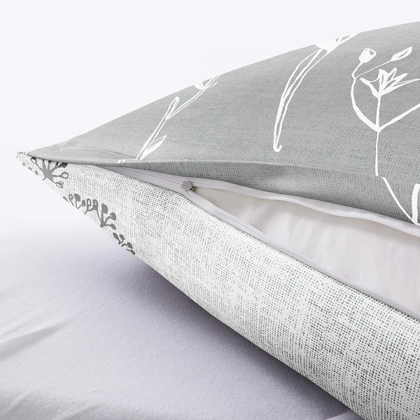 Bettwäsche Savannah - Mako-Satin - Grau - 135 x 200 cm + Kissen 80 x 80 cm - Image 3