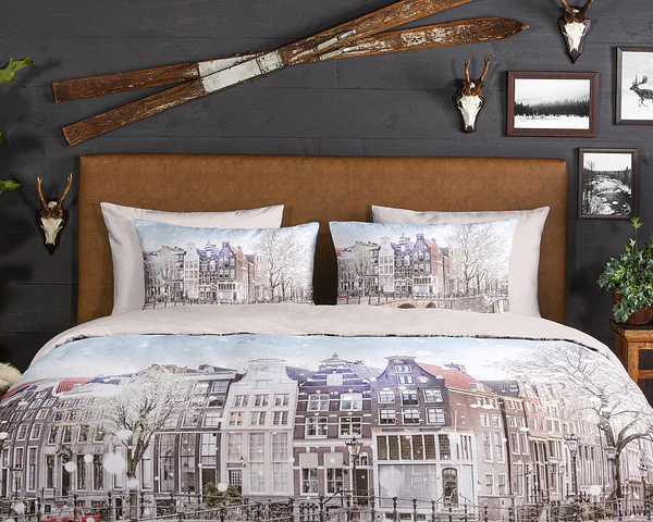 Biber-Bettwäsche Amsterdam - Baumwolle - Sand - 140 x 200/220 cm + Kissen 70 x 60 cm - Image 3