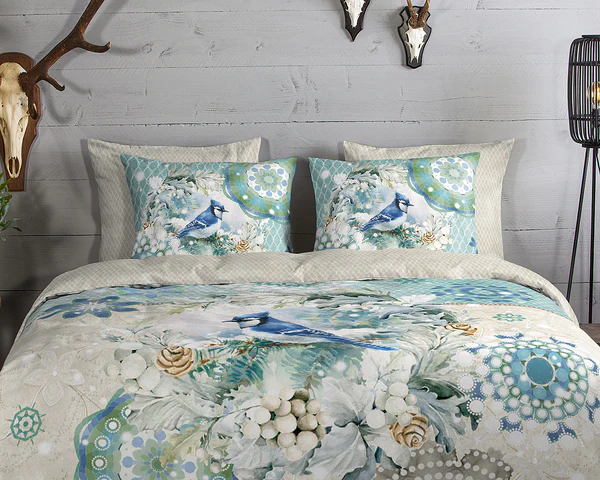 Biber-Bettwäsche Camunda - Baumwolle - Beige / Hellgrün - 140 x 200/220 cm + Kissen 70 x 60 cm - Image 3