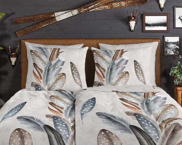 Biber-Bettwäsche Eina - Baumwolle - Beige / Grau - 155 x 220 cm + Kissen 80 x 80 cm - Image 3