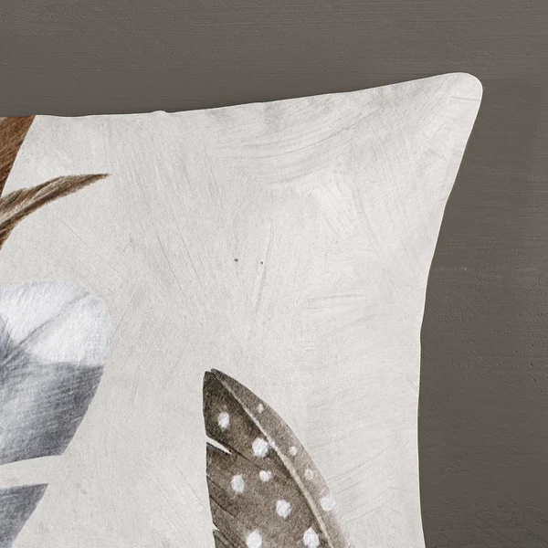 Biber-Bettwäsche Eina - Baumwolle - Beige / Grau - 155 x 220 cm + Kissen 80 x 80 cm - Image 4