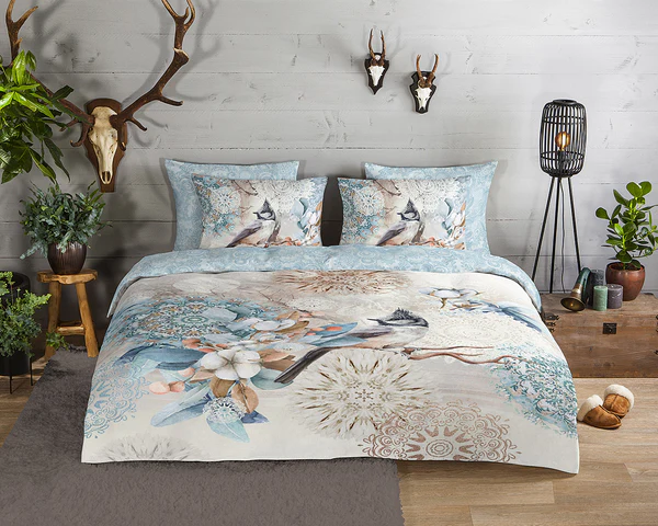 Biber-Bettwäsche Frior - Baumwolle - Hellblau - 140 x 200/220 cm + Kissen 70 x 60 cm - Image 2