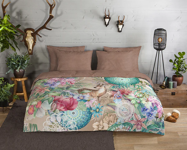 Biber-Bettwäsche Hebe - Baumwolle - Braun - 140 x 200 cm + Kissen 90 x 70 cm - Image 2