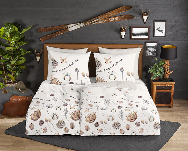 Biber-Bettwäsche Mirre - Baumwolle - Beige - 155 x 220 cm + Kissen 80 x 80 cm - Image 2