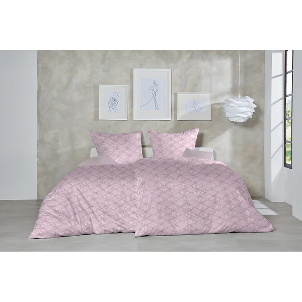 Biber-Bettwäsche Rosarot - Biber - Rosa - 155 x 220 cm + Kissen 80 x 80 cm - Image 2
